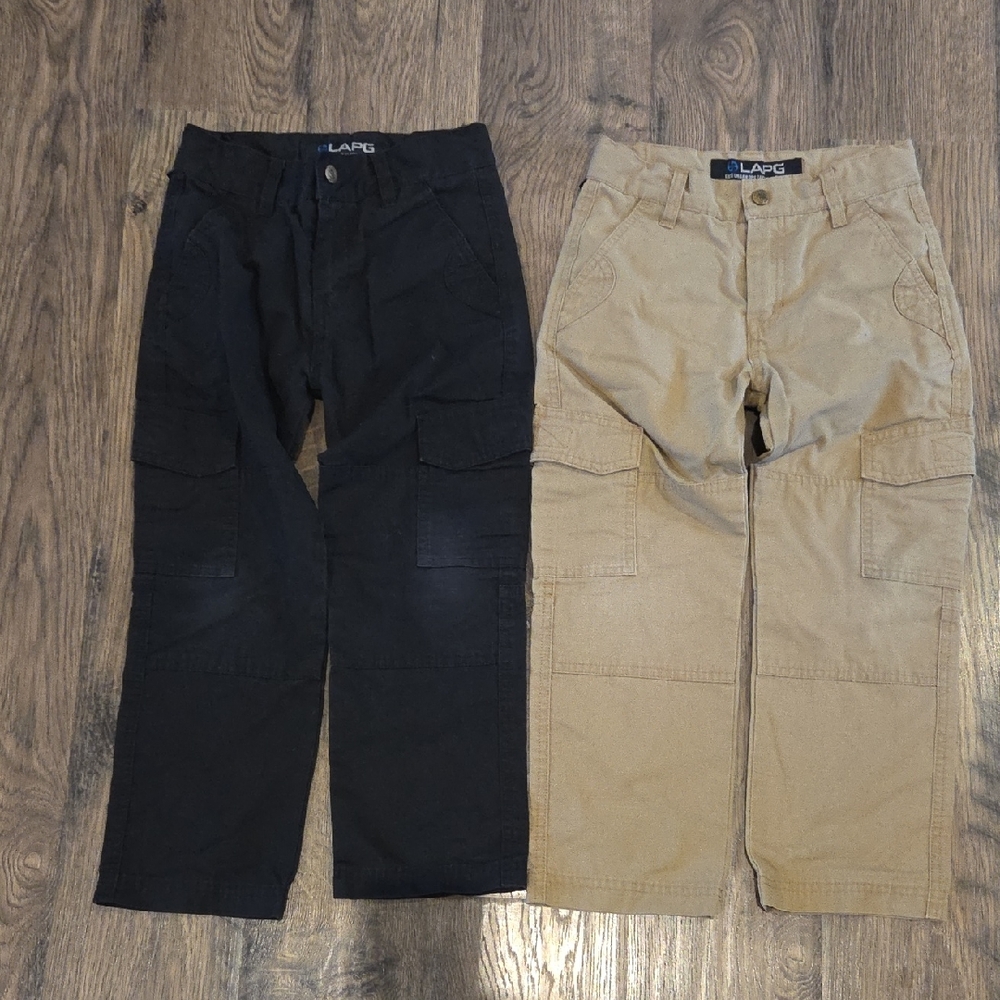 Little Boys Black and Tan Cargo Tactical Pants